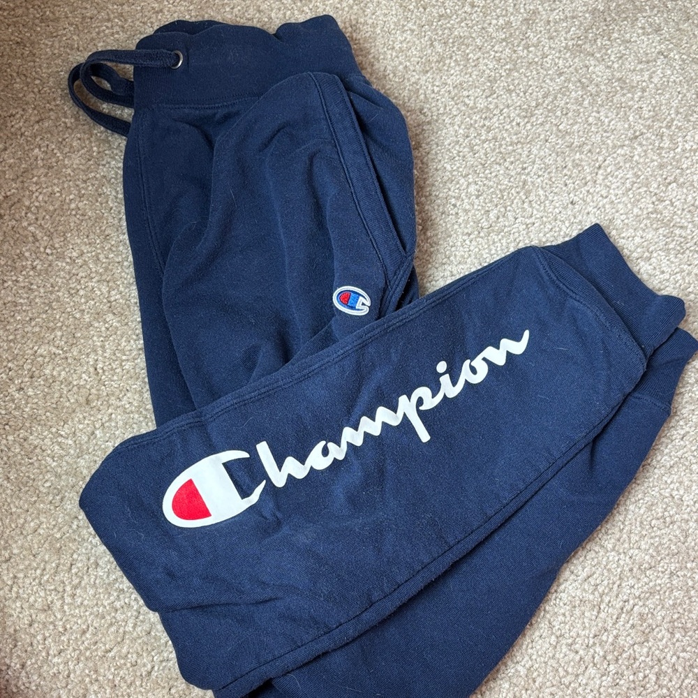 Champion Women’s Navy Script Logo Joggers with Red Accent